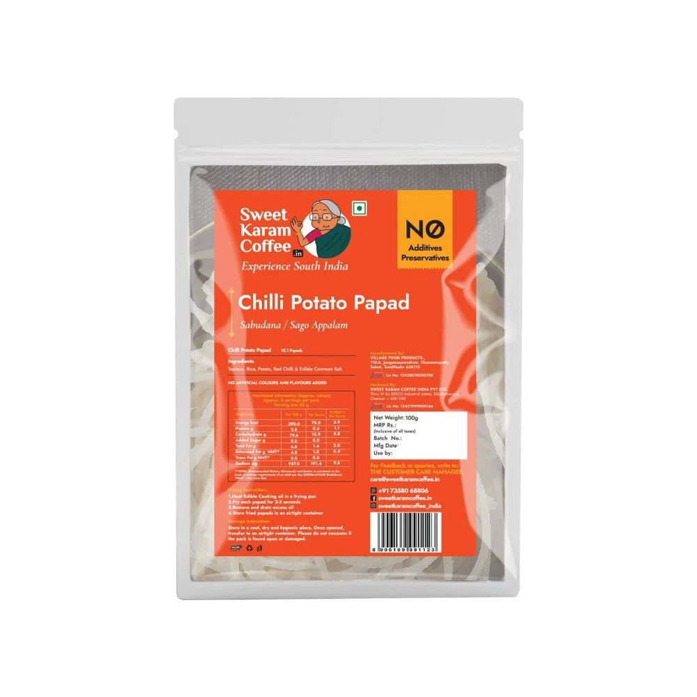 Sweet Karam Coffee Mini Chilli Potato Papad : 100 g