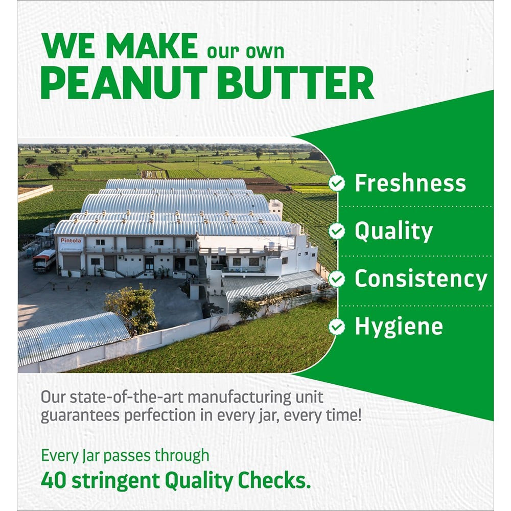 Pintola All Natural Crunchy Peanut Butter (Unsweetened) - Pack of 2 : 2 x 350 g