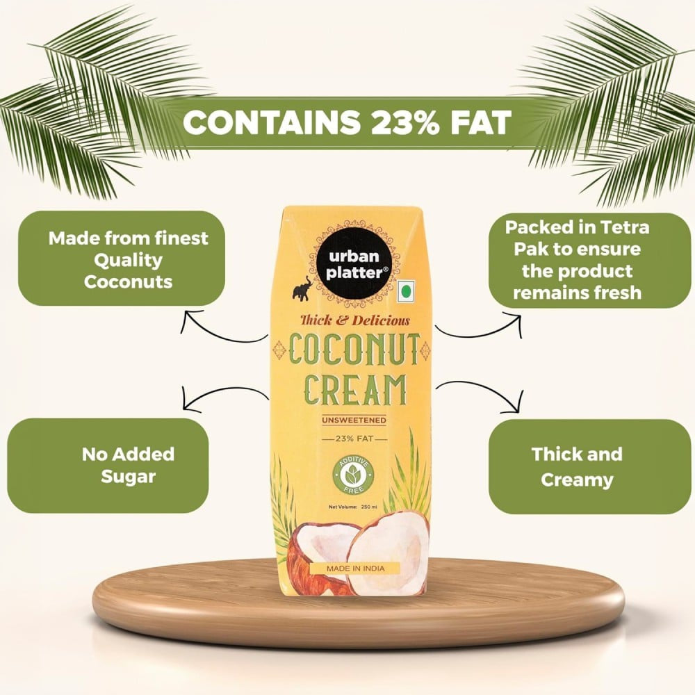 Urban Platter Unsweetened Coconut Cream : 250 ml