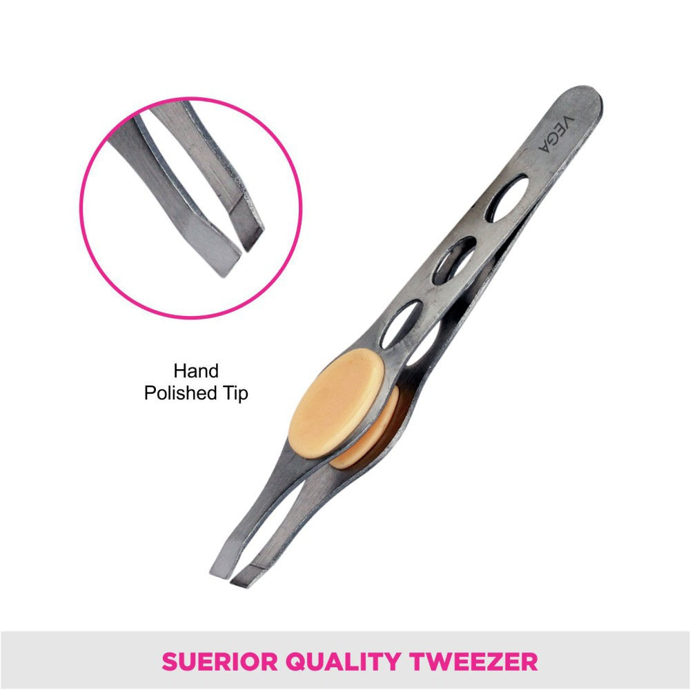 Vega Rubber Grip Tweezer (Square Tip) : 1 piece