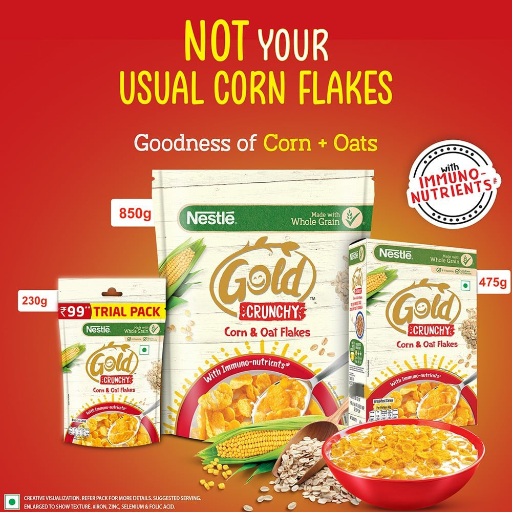 Nestle Gold Crunchy, Corn & Oat Flakes : 850 g