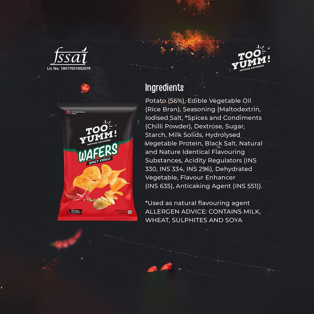 Too Yumm Spicy Chilli Wafers Potato Chips - Pack of 2 : 2 x 82 g