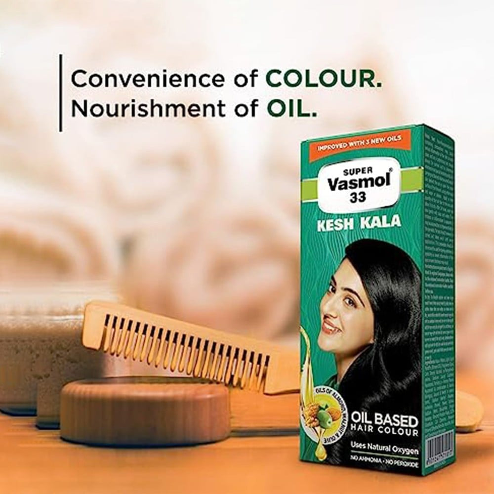 Vasmol 33 Kesh Kala Oil Based Hair Colour (Black) : 300 ml (4 x 75 ml)