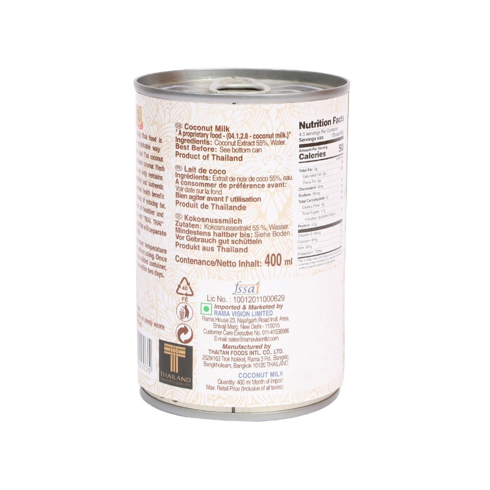 Real Thai Lite Coconut Milk : 400 ml
