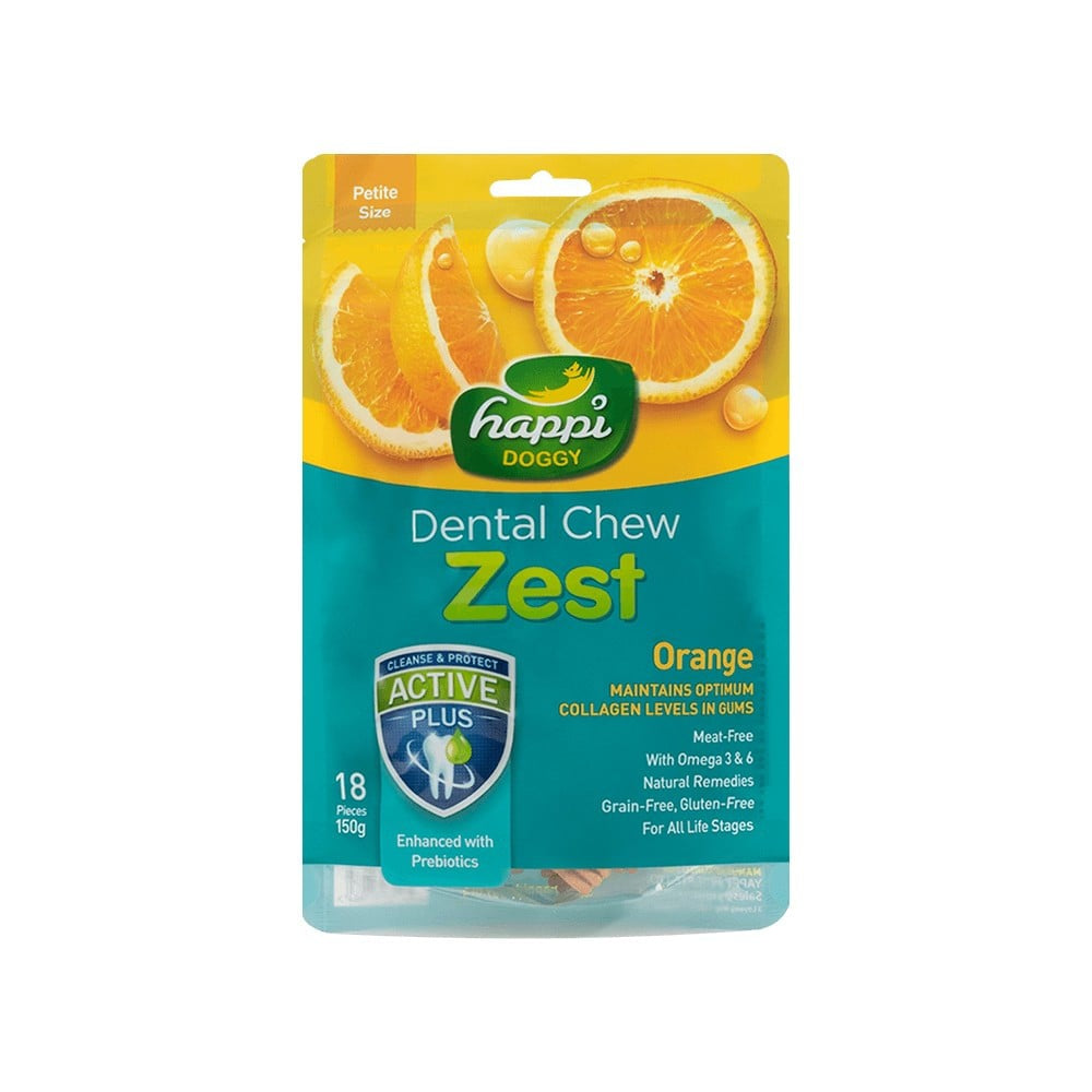 Happi Doggy Chew Zest Dental Treat (Apple) + Chew Zest Dental Treat (Orange) Combo : 150 g (18 pieces) + 150 g (18 pieces)