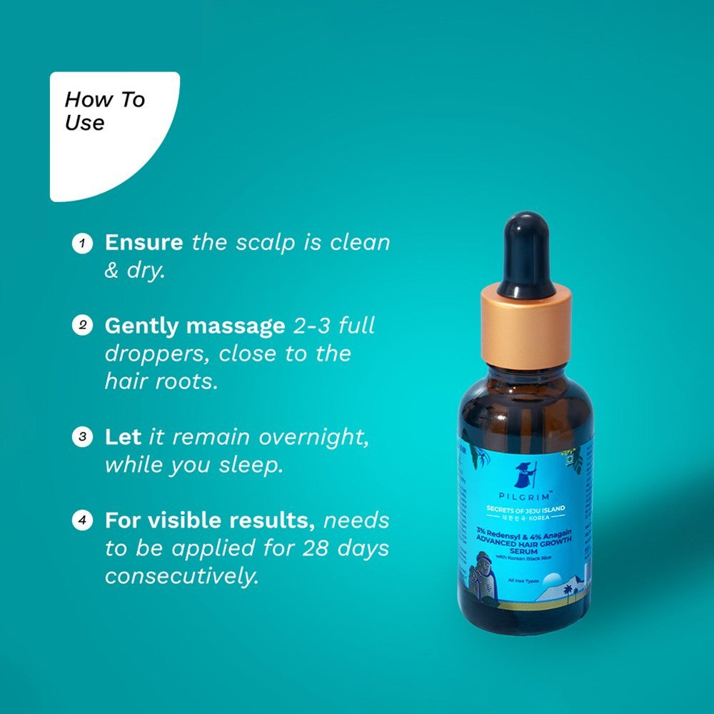 Pilgrim 3% Redensyl + 4% Anagain Advanced Hair Serum - Pack of 2 : 2 x 30 ml