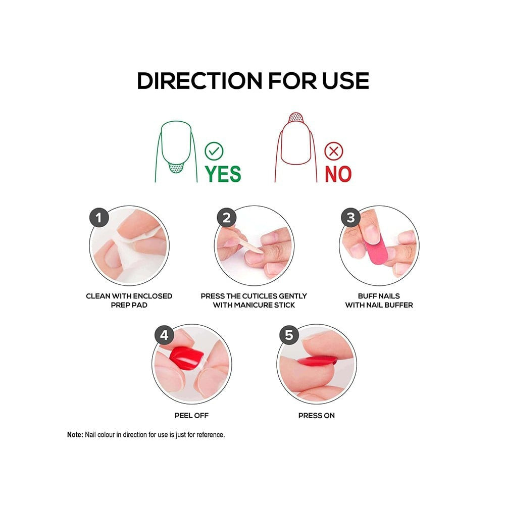 Renee Square Press On Nails (BN 03) : 1 pack (24 pieces)