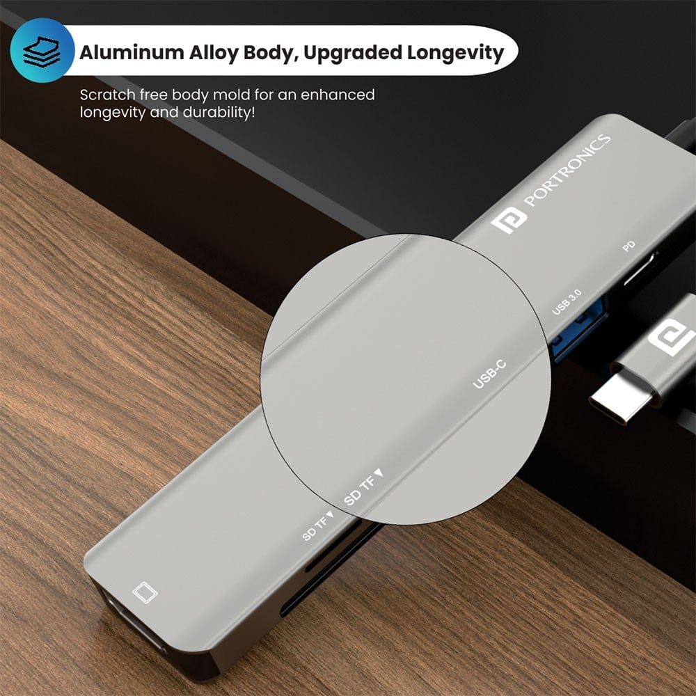 Portronics Mport 52 Multi Port USB Hub (Grey) : 1 unit