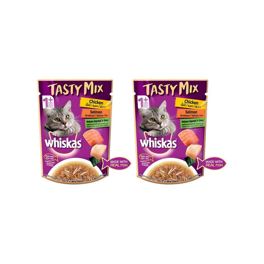 Whiskas Tasty Mix Wet Cat Food (Chicken With Salmon Wakame Seaweed in Gravy) - Pack of 2 : 2 x 70 g