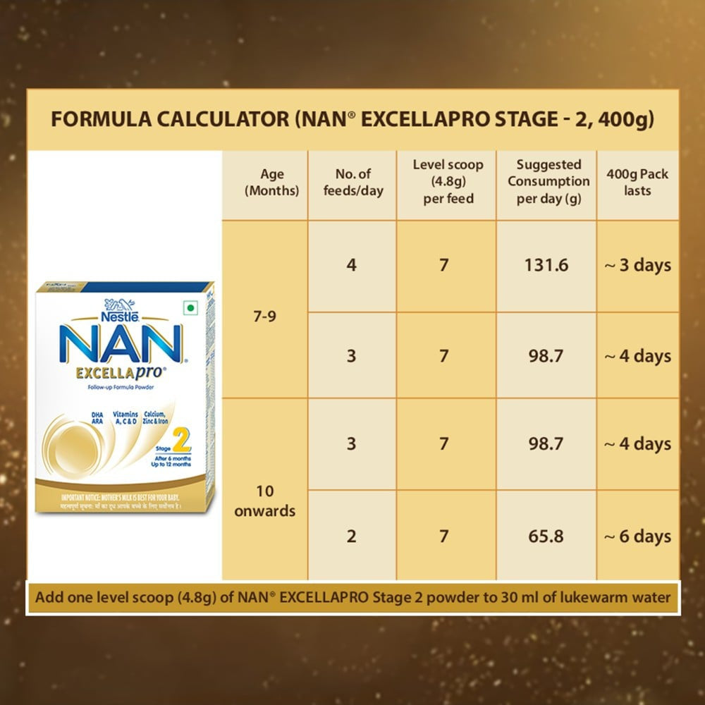 Nestle NAN EXCELLAPRO Stage 2 Follow up Formula (6+ Months) : 400 g