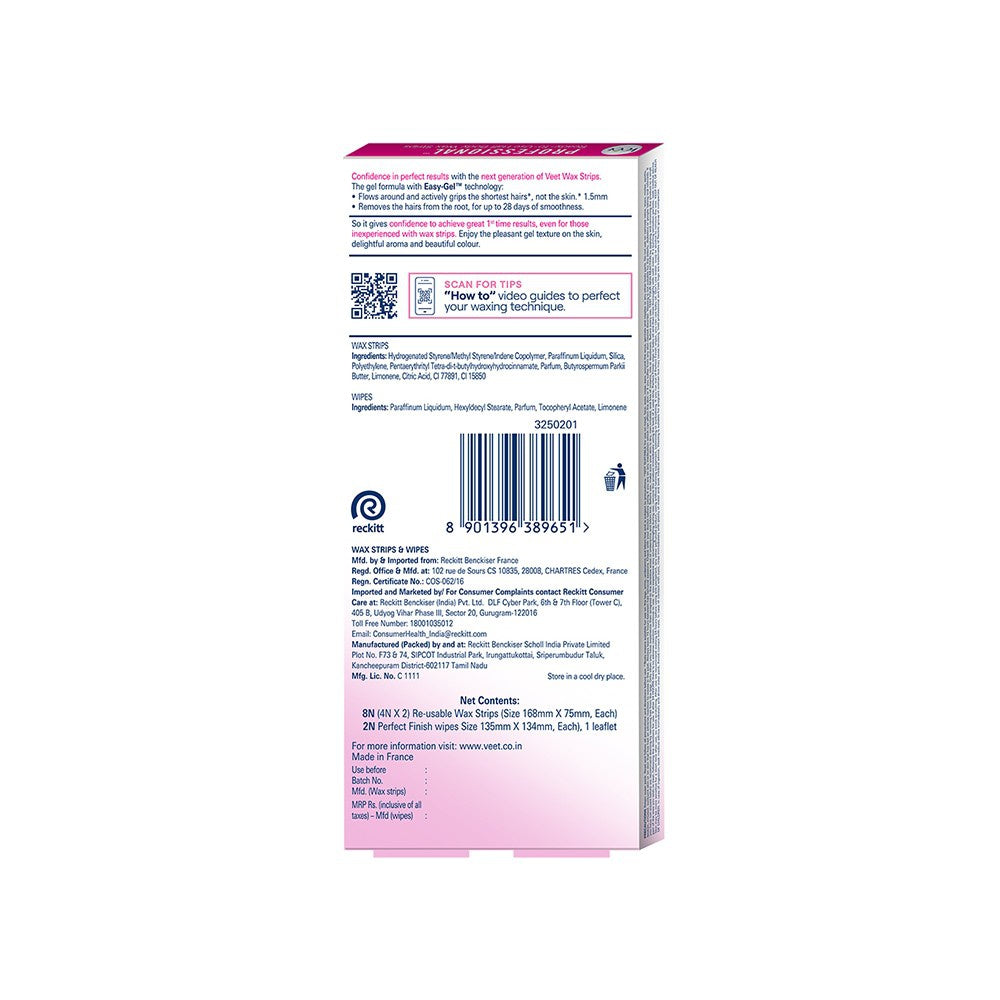 Veet Professional Ready-to-use Normal Skin Wax Strips : 1 pack (8 pieces)
