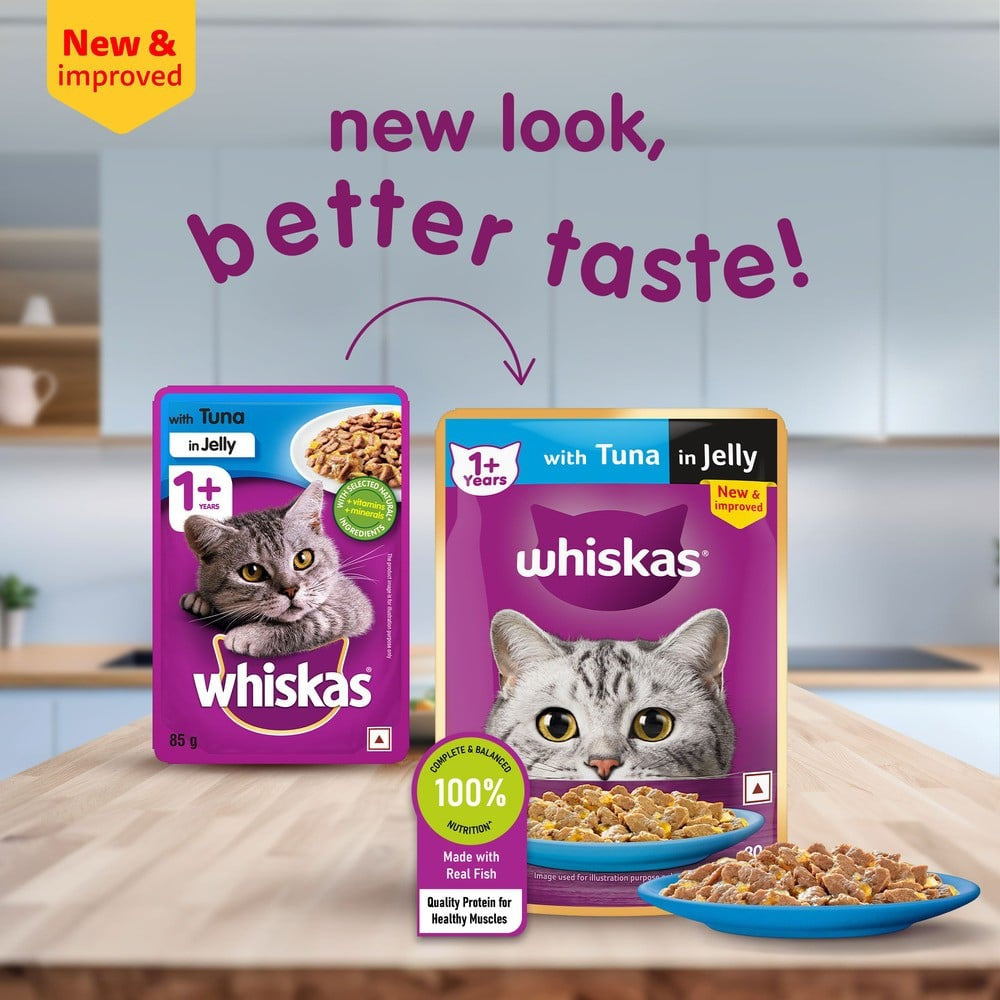 Whiskas Adult Wet Cat Food -Tuna in Jelly (1+ Years) - Pack of 2 : 2 x 14 x 80 g