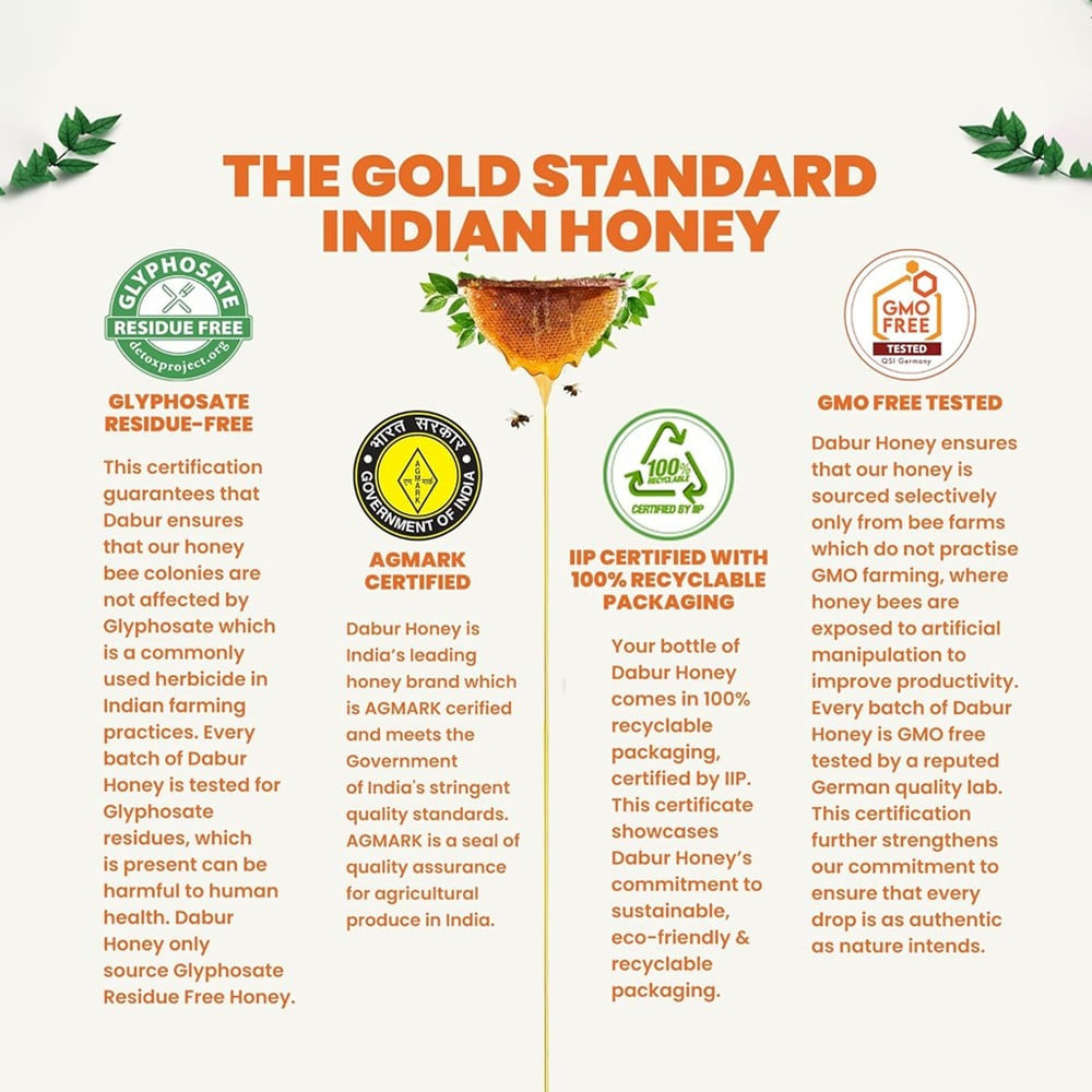 Dabur Honey - 100% Pure, World's No.1 Honey Brand (No Sugar Adulteration) - Pack of 2 : 2 x 1 kg