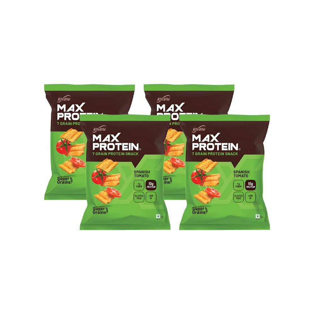 RiteBite Max Protein Spanish Tomato Chips - Pack of 4 : 4 x 60 g