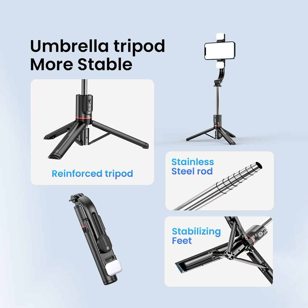 Portronics Lumistick Smart Selfie Stick with 360 Degree Rotation (Black) : 1 unit