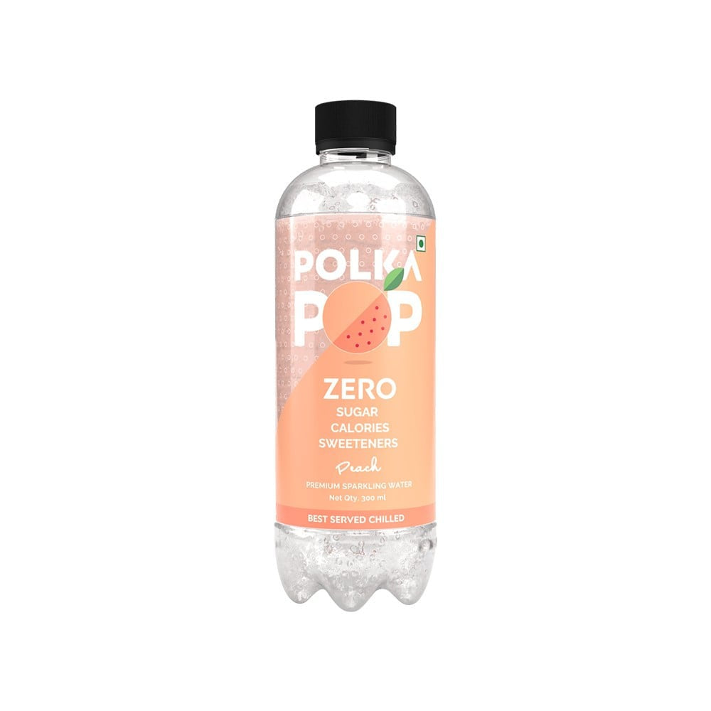 Polka Pop Zero Sugar Peach Sparkling Water : 300 ml