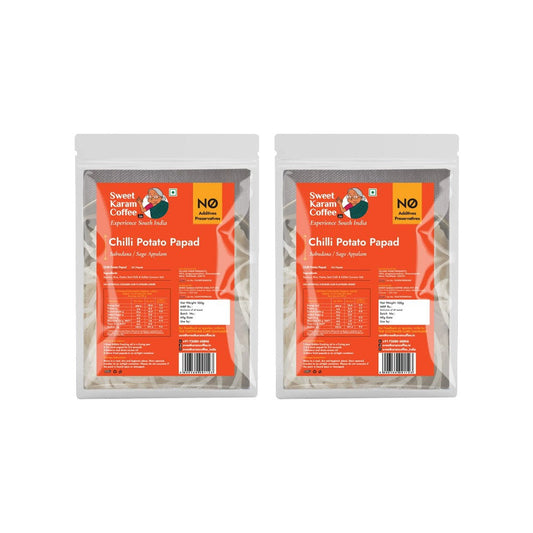 Sweet Karam Coffee Mini Chilli Potato Papad - Pack of 2 : 2 x 100 g