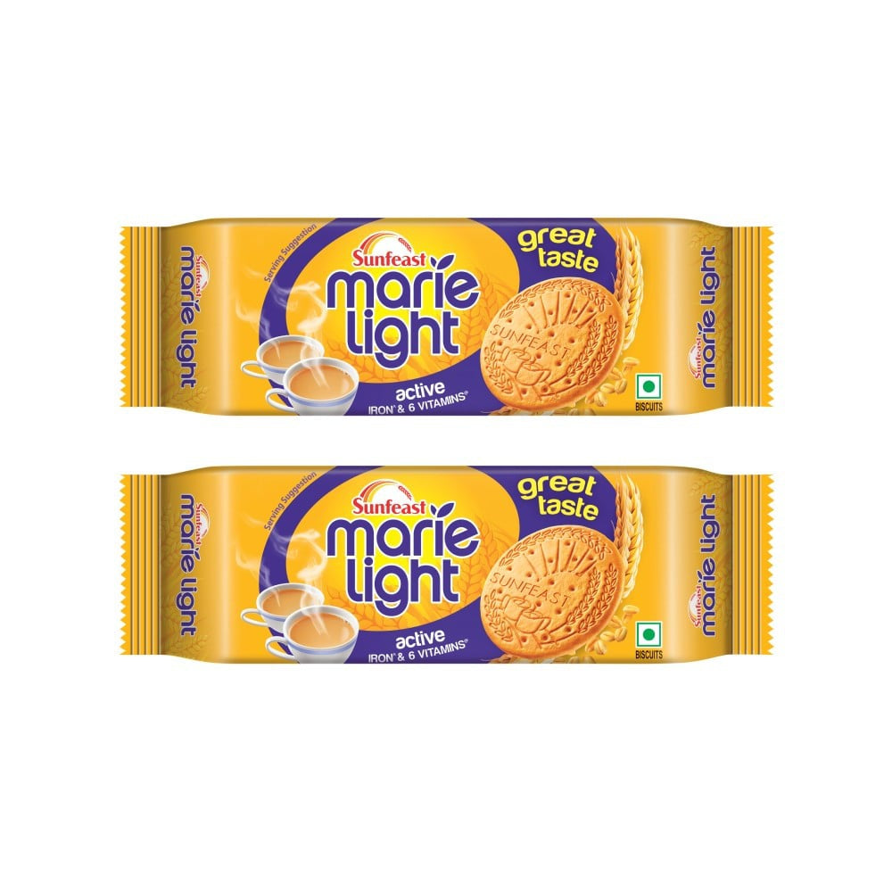 Sunfeast Marie Light Active Marie Biscuits - Pack of 2 : 2 x 186 g