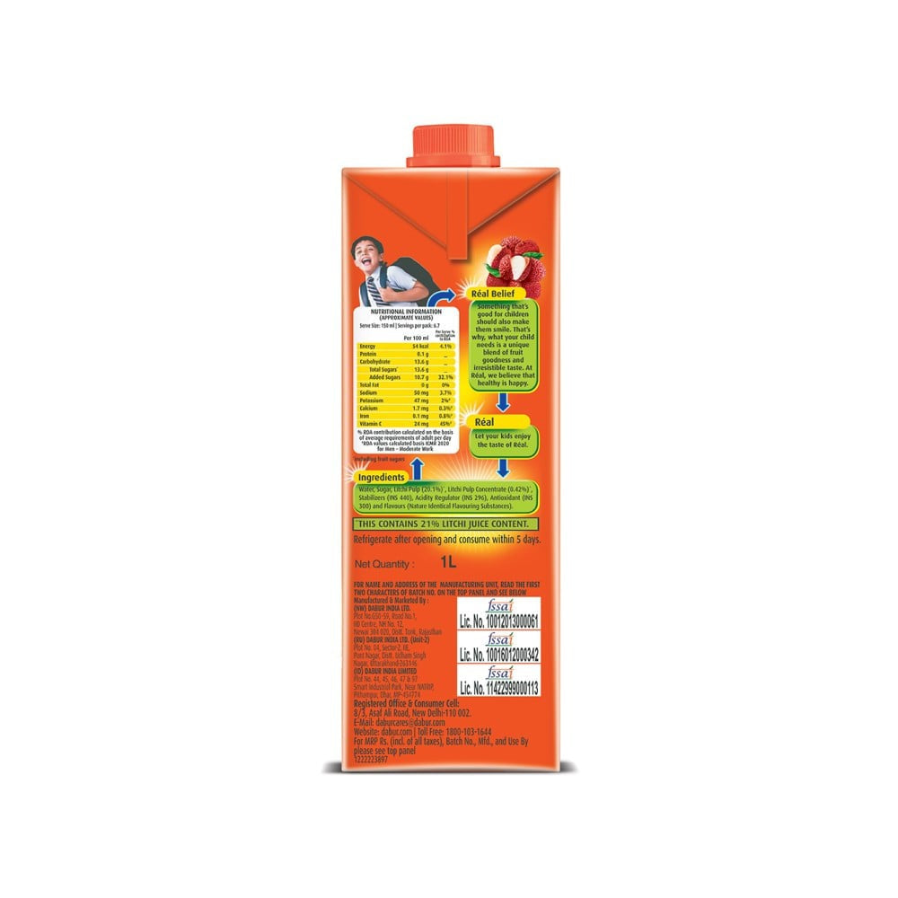 Real Fruit Power Orange Juice + Fruit Power Litchi Juice Combo : 1 ltr + 1 ltr