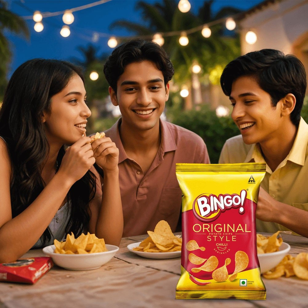 Bingo Original Style Chilli Sprinkled Potato Chips - Pack of 2 : 2 x 90 g