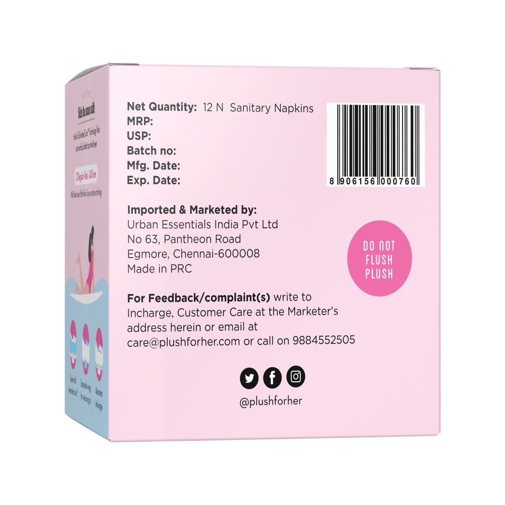 Plush Teen Sanitary Pads (with Elevated Core) : 12 pieces