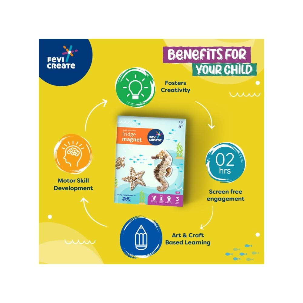 Pidilite Fevicreate DIY Fridge Magnet Art & Craft Kit (5+ years) (Multicolor) : 1 unit