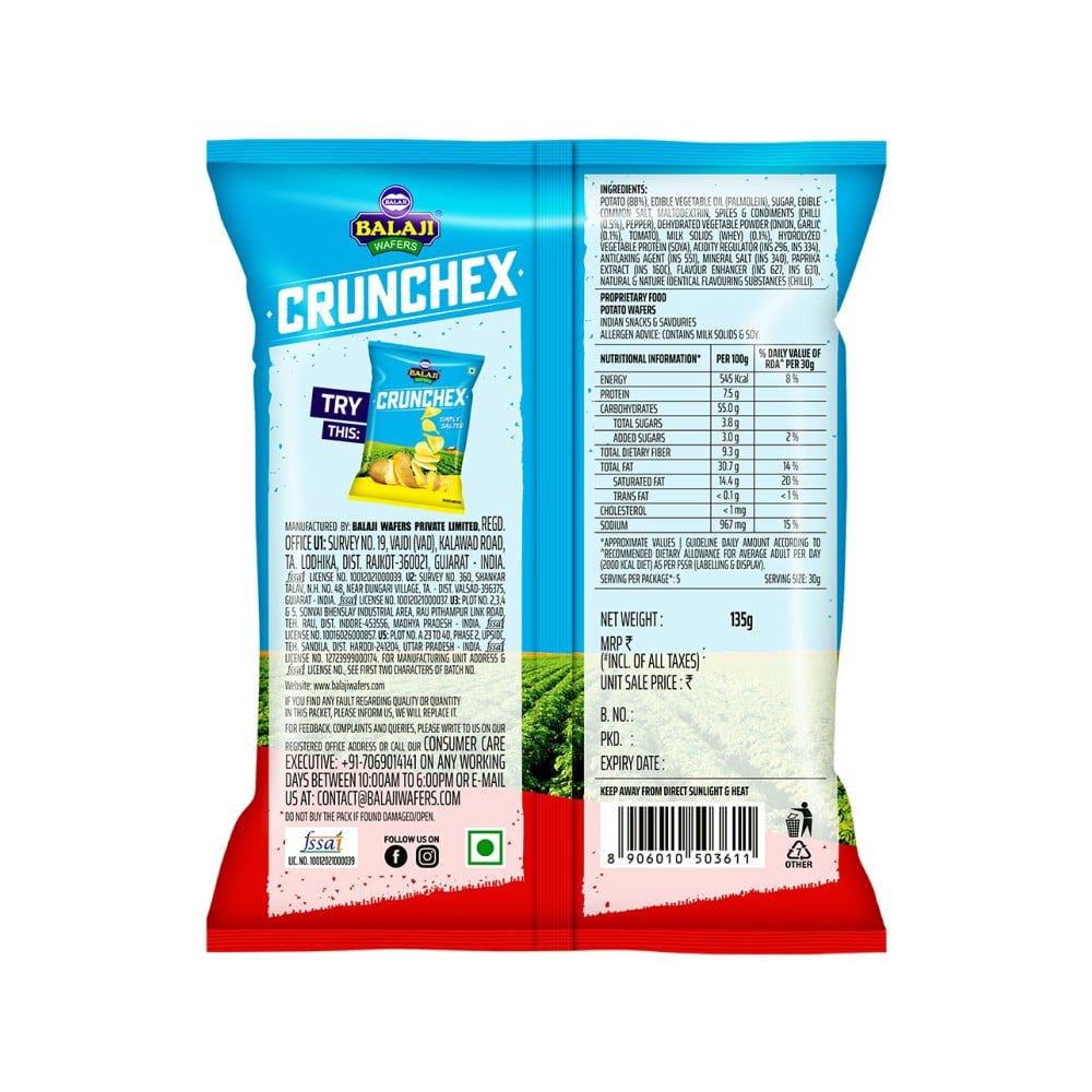 Balaji Crunchex Chilli Tadka Potato Wafers : 135 g