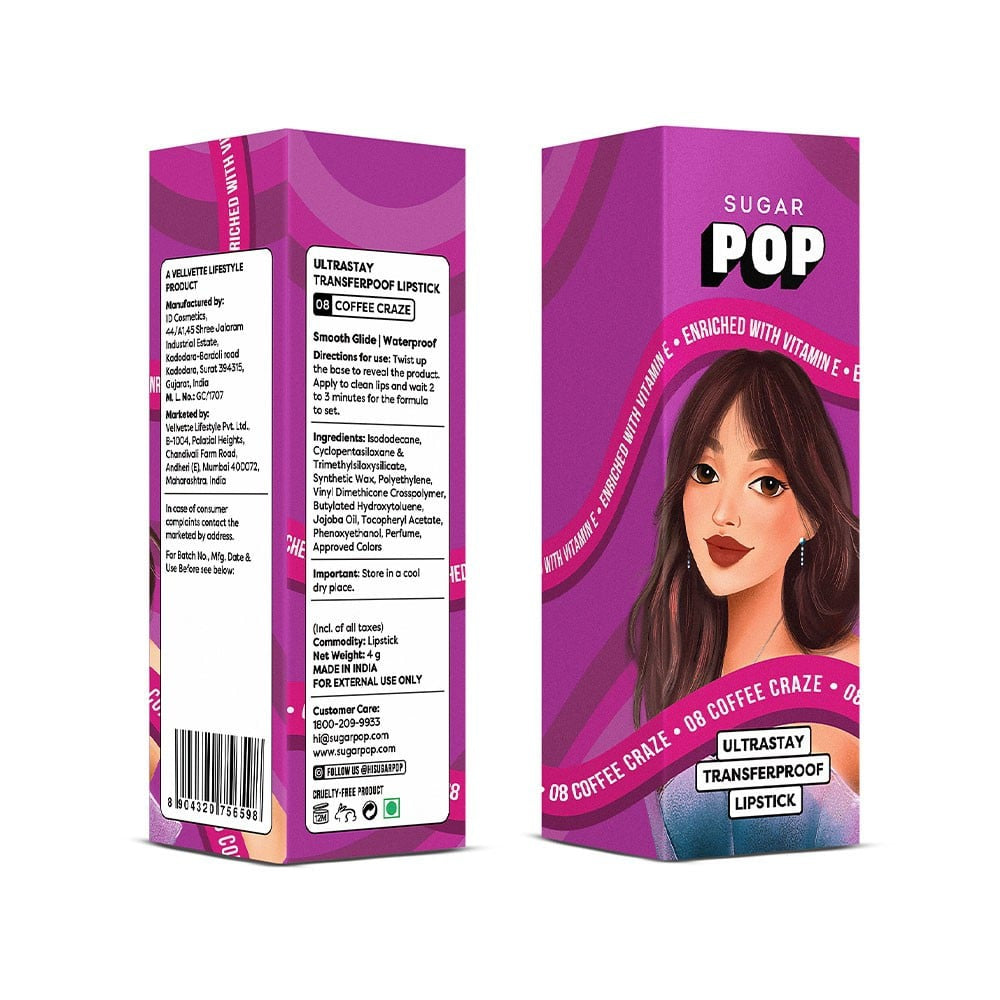 SUGAR POP Ultrastay Transferpoof Lipstick (08 Coffee Craze) : 4 g