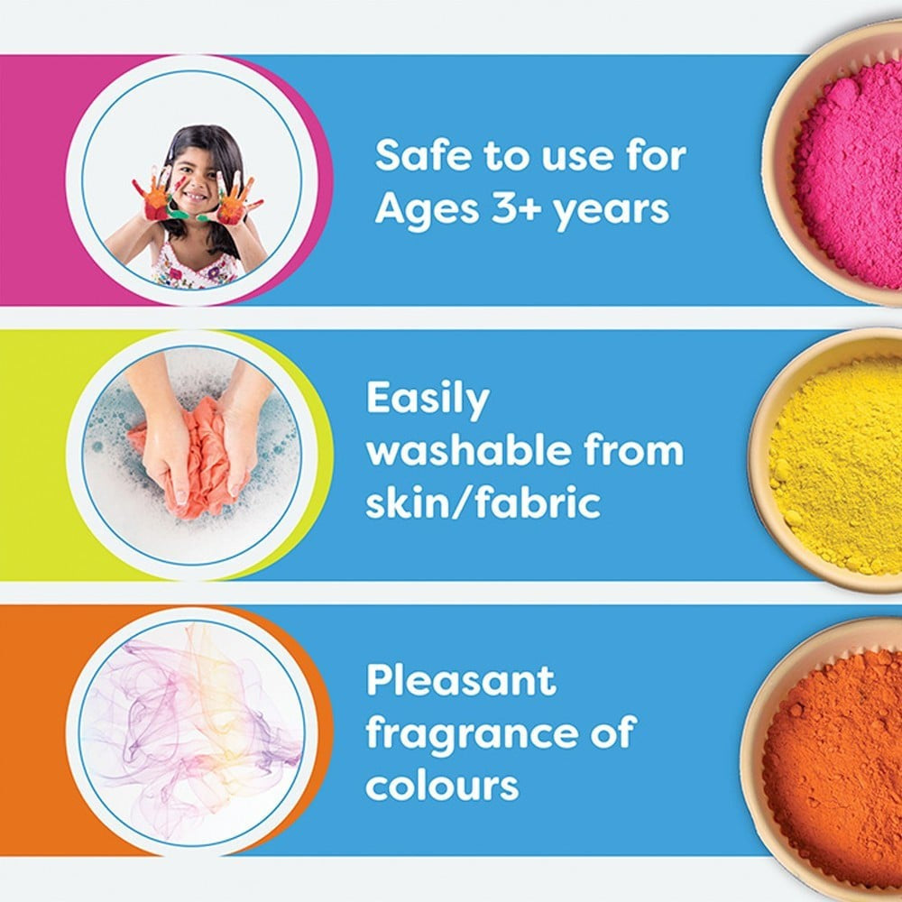 Pidilite Rangeela Holi Ke Rang Non-Toxic Vibrant Gulal (Pink, Yellow, Green, Orange) : 1 pack (4 x 60 g)