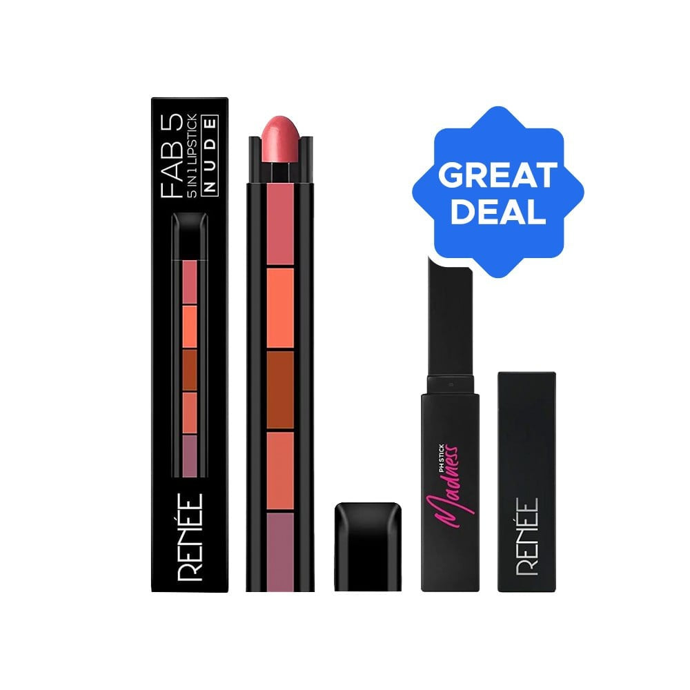 Renee Madness PH Stick + Renee FAB 5 Matte Finish 5 In 1 Lipstick (Nude) : 3 g + 7.5 g