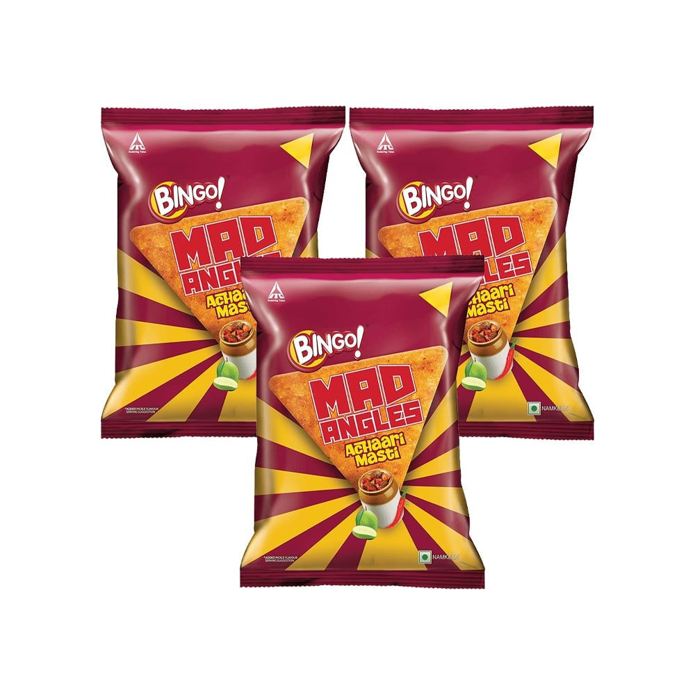 Bingo Mad Angles Achaari Masti Crisps - Pack of 3 : 3 x 60 g
