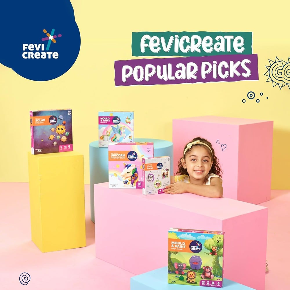 Pidilite Fevicreate Unicorn Money Box Painting Kit (Multicolour) : 1 set