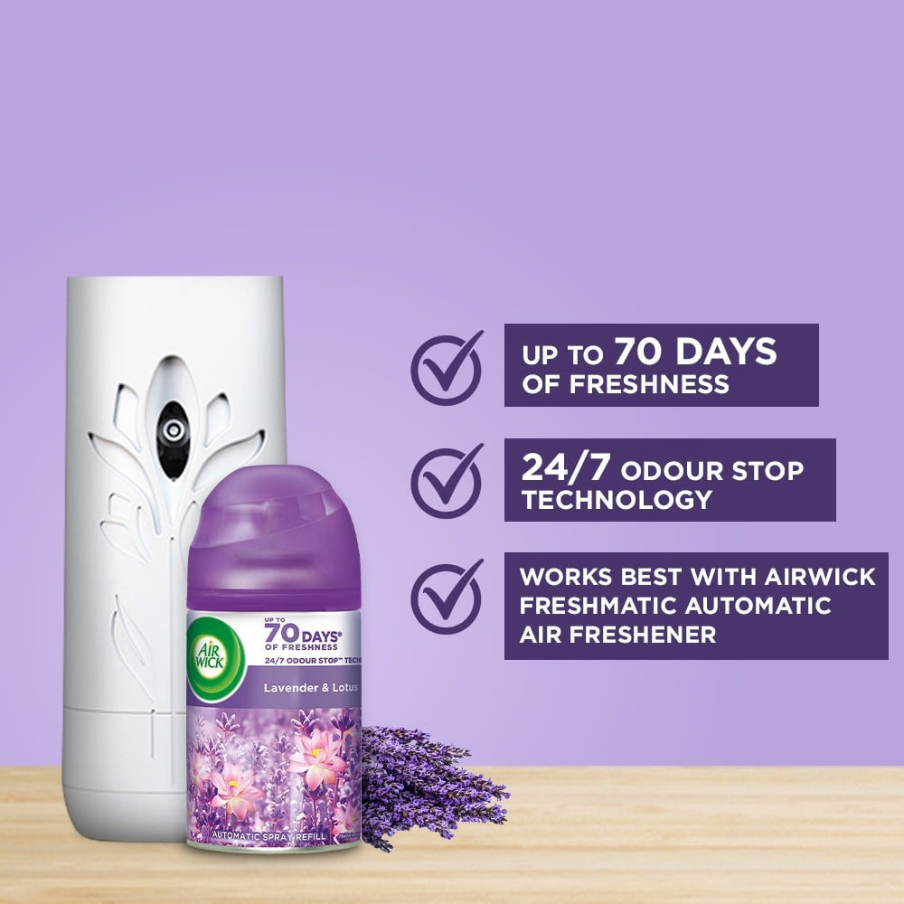 Airwick Freshmatic Automatic Air Freshener Refill (Lavender & Lotus) - Pack of 4 : 4 x 250 ml