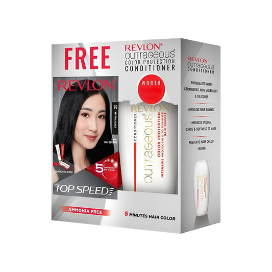 Revlon Top Speed Hair Colour (Natural Black) - Free Outrageous Conditioner : 1 pack