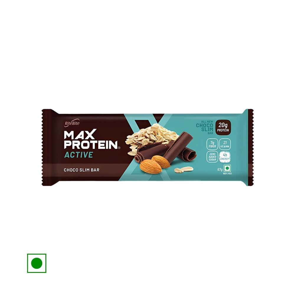 RiteBite Max Protein Active Choco Slim Nutrition Bar + Max Protein Choco Chips Cookies Combo : 67 g + 55 g