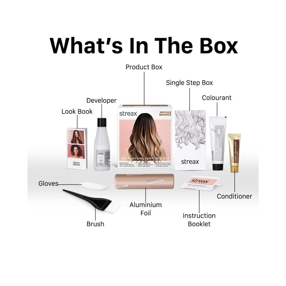 Streax Highlighting Hair Colour Kit (Mocha Brown) : 1 pack