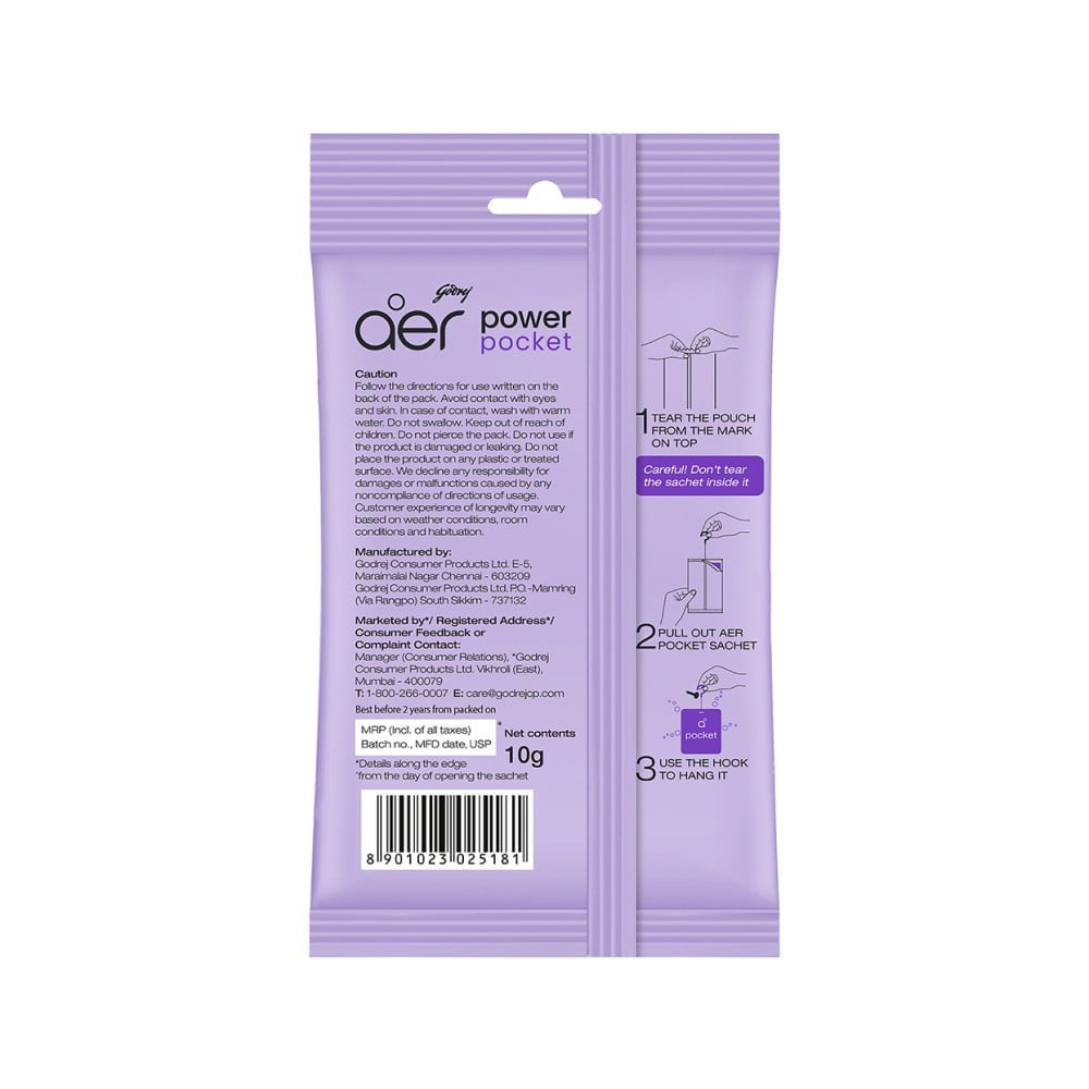 Godrej Aer Power Pocket Bathroom Fragrance (Lavender Bloom) : 10 g