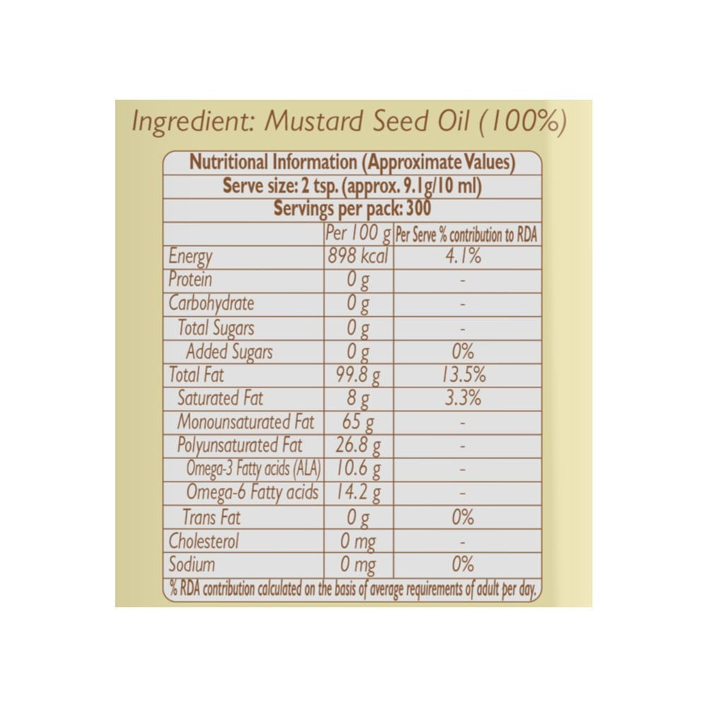Dabur Cold Pressed Mustard Oil : 3 ltr