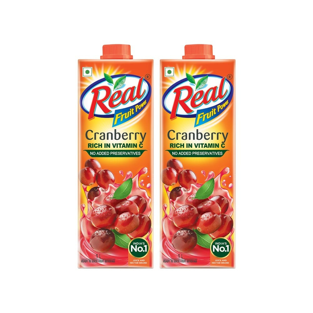 Real Fruit Power Cranberry Juice - Pack of 2 : 2 x 1 ltr