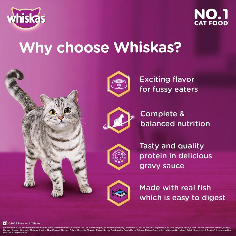 Whiskas Tasty Mix Wet Cat Food (Seafood Cocktail Wakame Seaweed in Gravy, 1+ Years) : 28 x 70 g