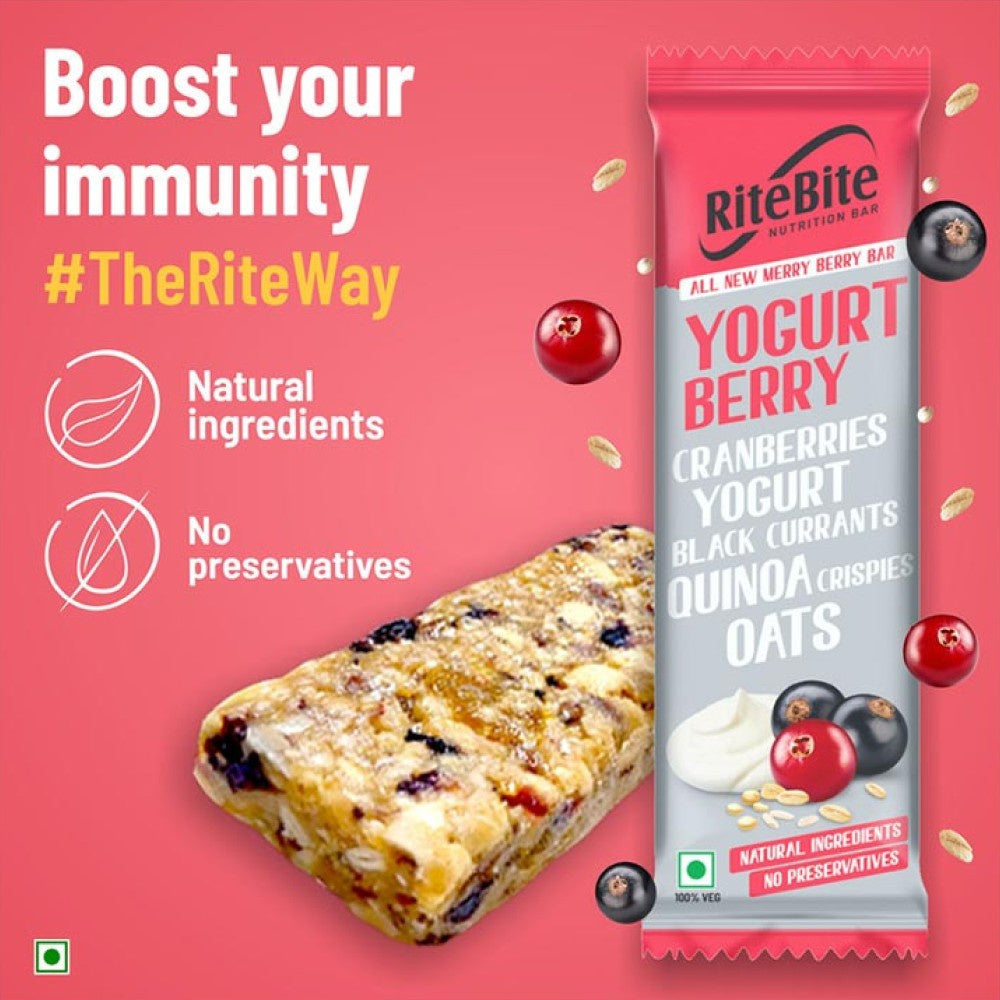 RiteBite Max Protein Daily Choco Almond Protein Bar + Yogurt Berry Nutrition Bar Combo : 50 g + 35 g