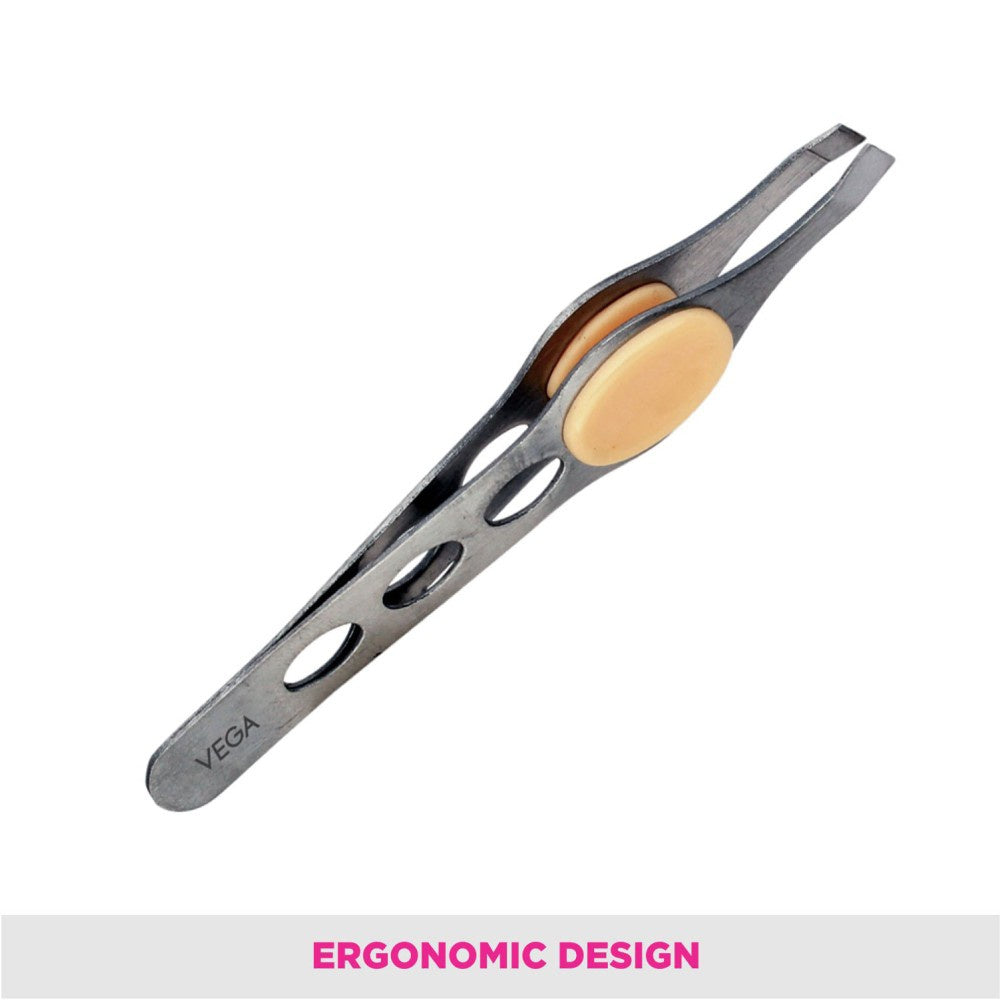 Vega Rubber Grip Tweezer (Square Tip) : 1 piece