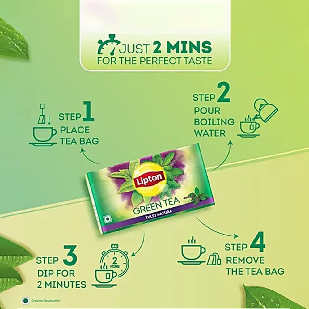 Lipton Tulsi Natura Green Tea Bags : 1 pack (25 pieces)
