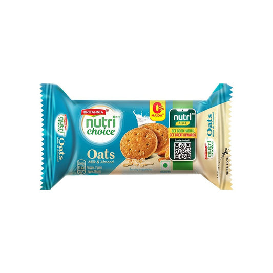 Britannia NutriChoice Almond Oats Glucose & Milk Biscuits : 75 g