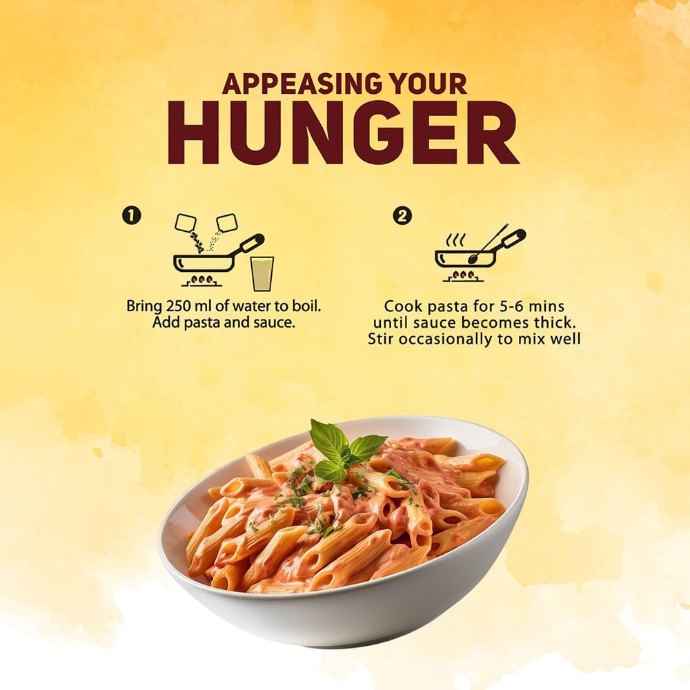 Yu Pink Sauce Instant Wheat Pasta (Penne) - Buy 1 Get 1 Free : 1 x 65 g + 1 x 65 g