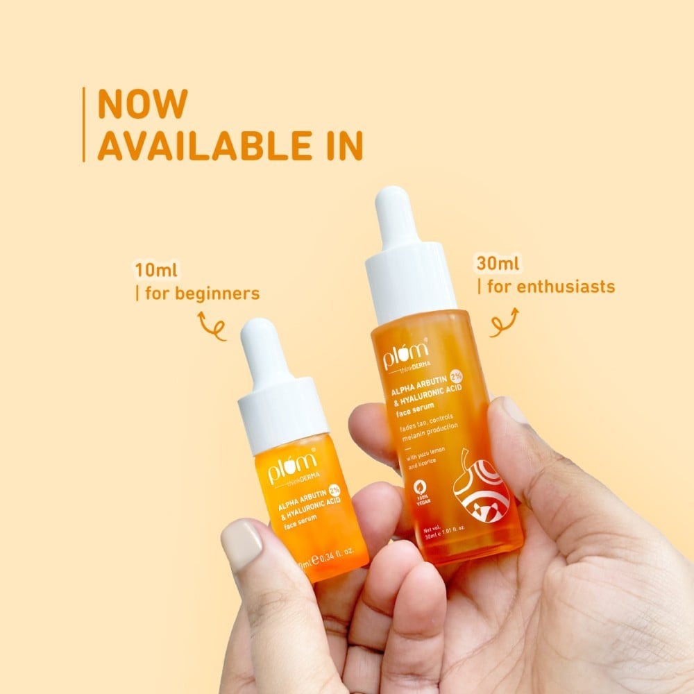 Plum 2% Alpha Arbutin & Hyaluronic Acid Tan Fighting Face Serum : 10 ml