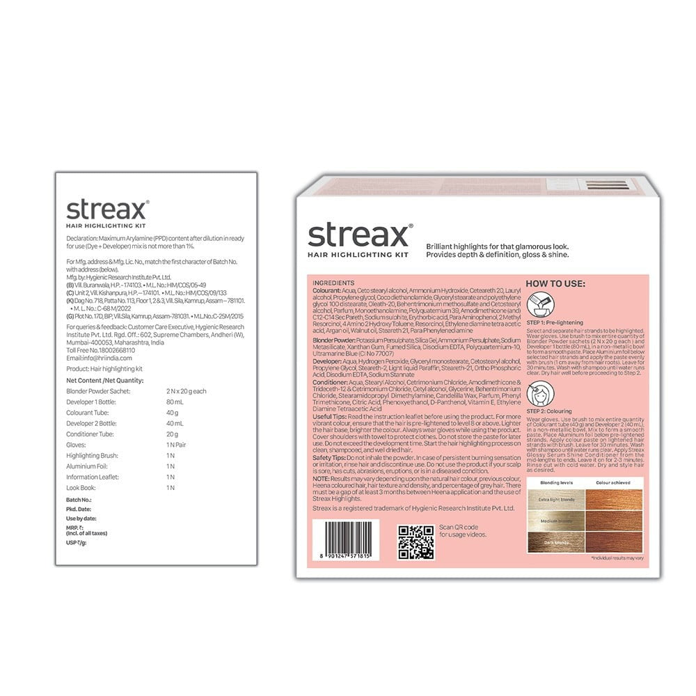 Streax Highlighting Hair Colour Kit (Vibrant Blonde) : 1 kit