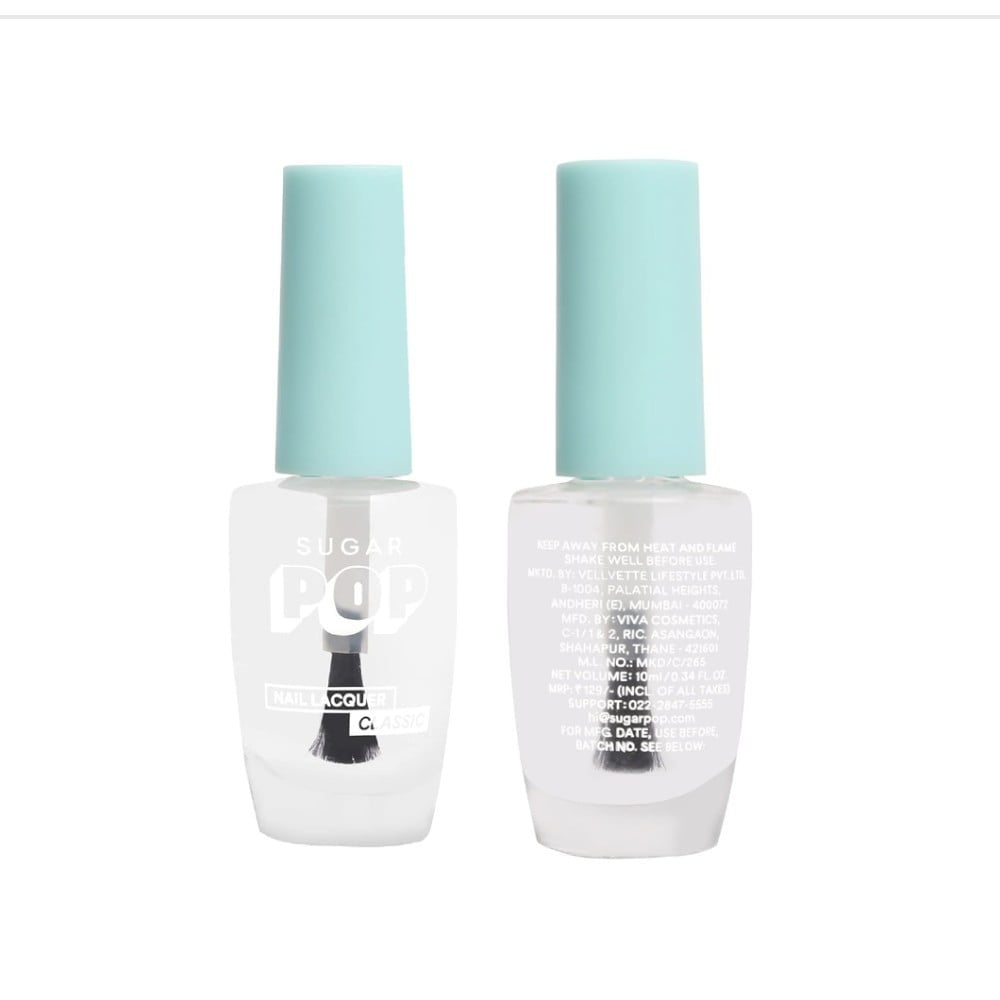 SUGAR POP Classic Lacquer Nail Paint (27 Crystal Clear) : 10 ml