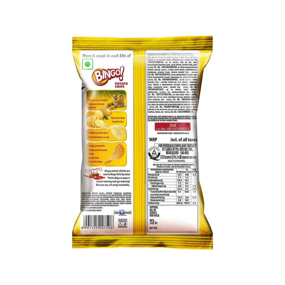 Bingo Original Style Chilli Sprinkled Potato Chips - Pack of 3 : 3 x 90 g