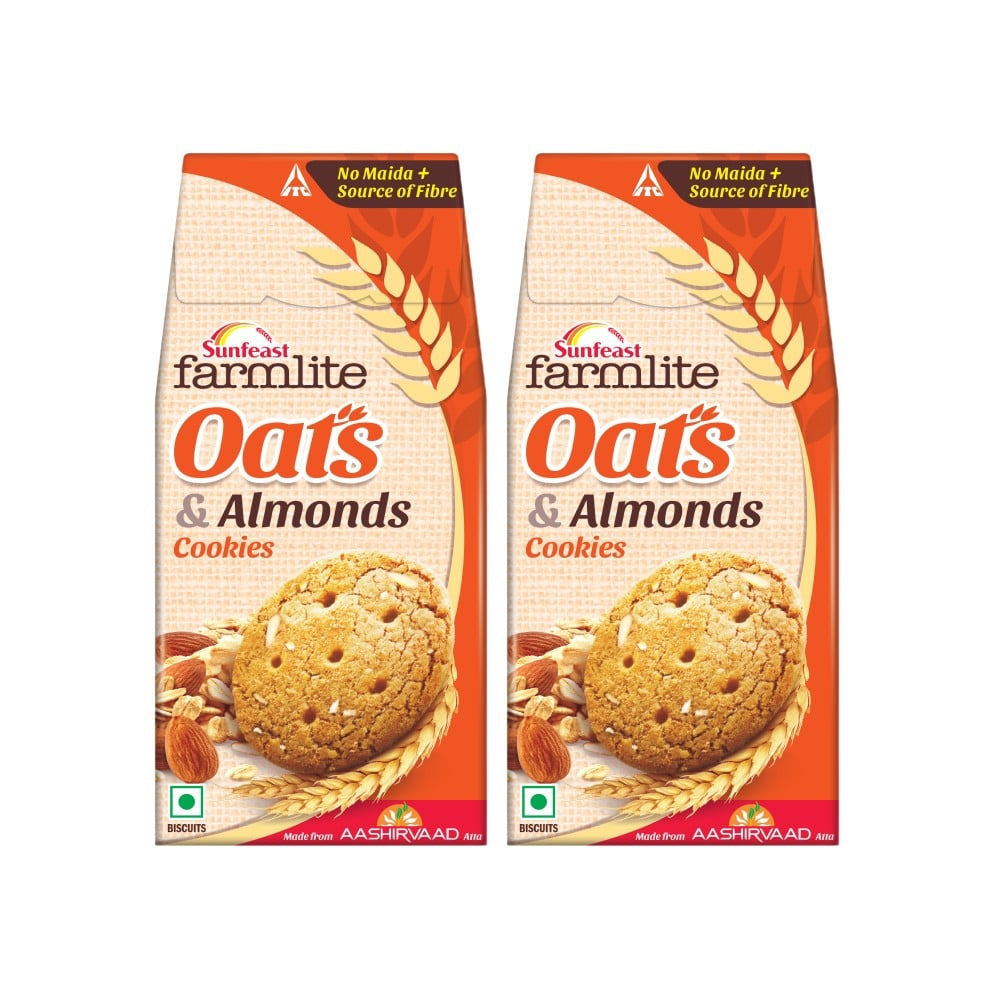 Sunfeast Farmlite Oats & Almonds Cookies - Pack of 2 : 2 x 150 g